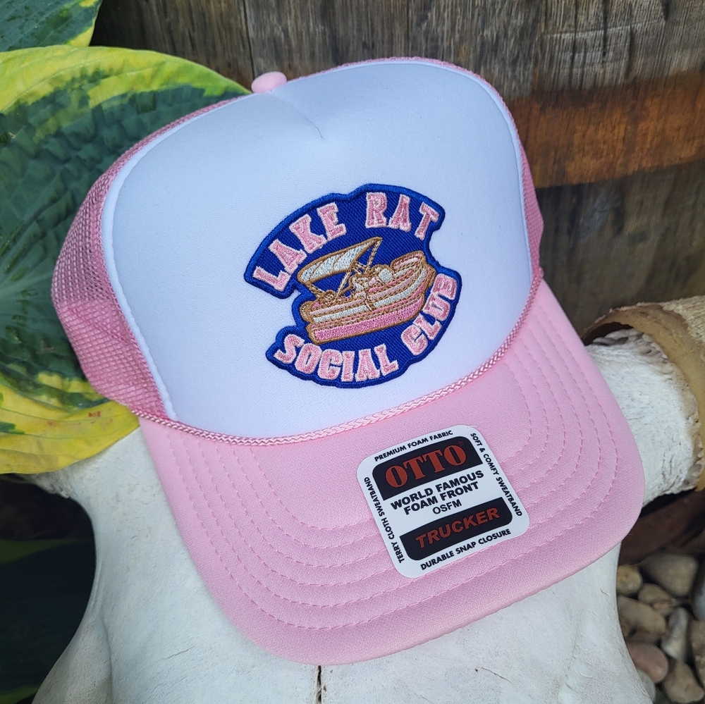 Lake Rat Patch Trucker Hat, Otto Brand, Snapback, Pink